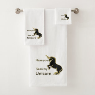 Gold magical fairytale unicorn bath towel set