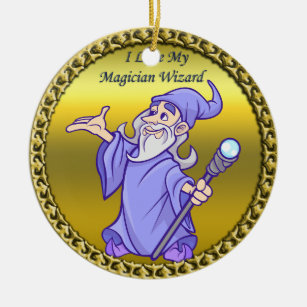 Gold Magical magician sorceress purple wizard Ceramic Ornament