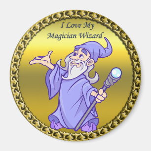 Gold Magical magician sorceress purple wizard Magnet