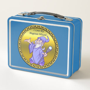 Gold Magical magician sorceress purple wizard Metal Lunch Box