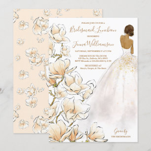  Gold Magnolia Bridesmaid Luncheon  Invitation