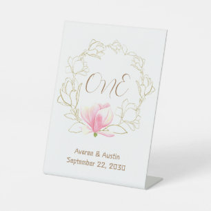 Gold Magnolias Wreath Tabletop   Pedestal Sign