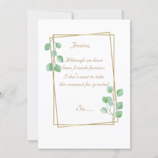 Gold Maid of Honour or Bridesmaid Proposal Card