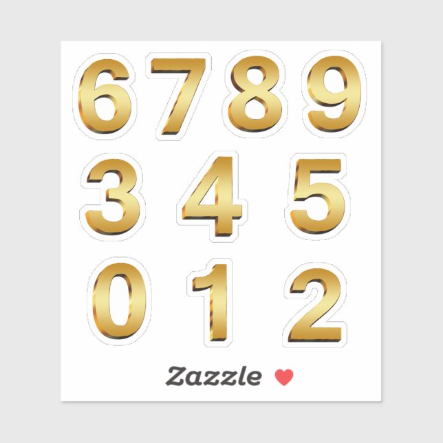 Gold Mailbox Address Numbers  Sticker (Sheet)