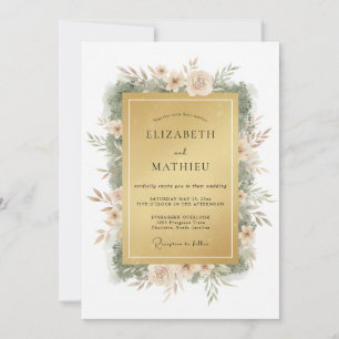 Gold Majestic Spring Floral Wedding Invitation
