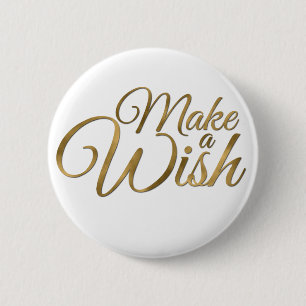 Gold Make a Wish Birthday 2 Inch Round Button