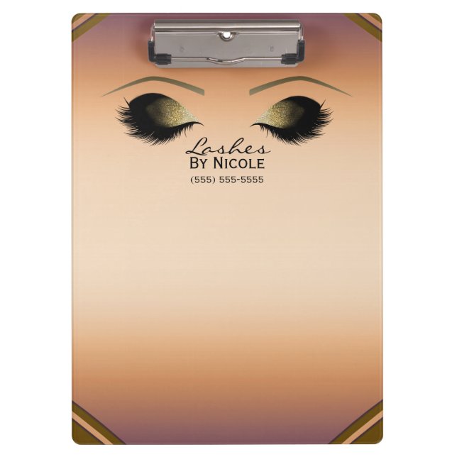 Gold Makeup Eyes Lashes Glam Personalized Clipboard (Front)