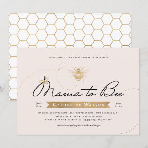 Gold Mama to Bee Baby Shower Invitation