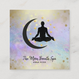 *~* Gold Man +  Moon Yoga Meditation Mindfulness Square Business Card