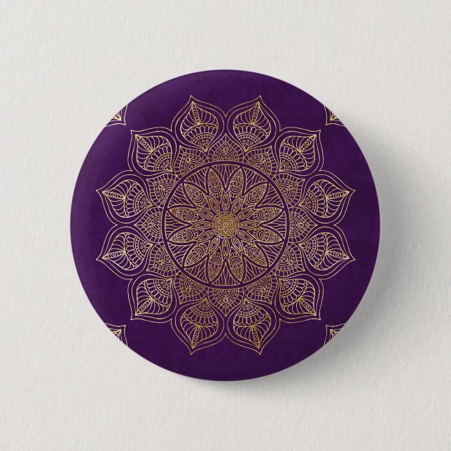 Gold mandala 2 inch round button (Front)