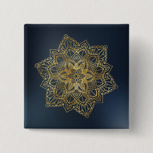 Gold Mandala 2 Inch Square Button