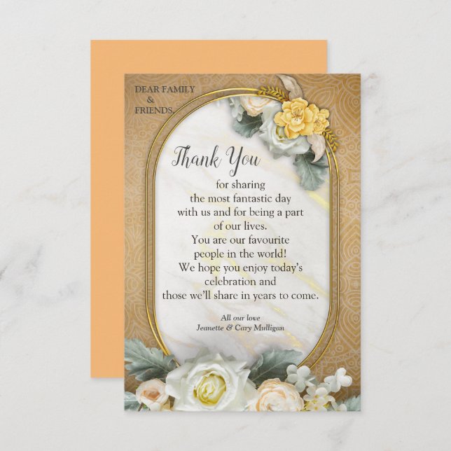 Gold Mandala background with White Roses  RSVP Card (Front/Back)