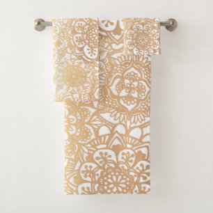 Gold Mandala Boho Chic Bath Towel Set