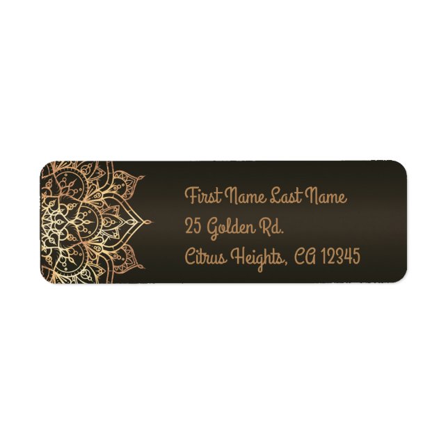Gold Mandala Bronze Brown Glam Modern Wedding (Front)