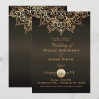 Gold Mandala Brown Bronze Modern Elegant Wedding