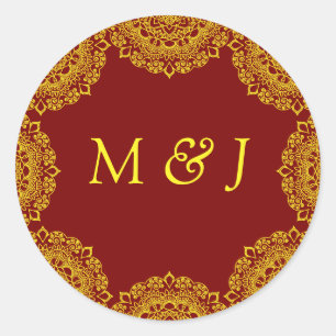 gold mandala classic round sticker