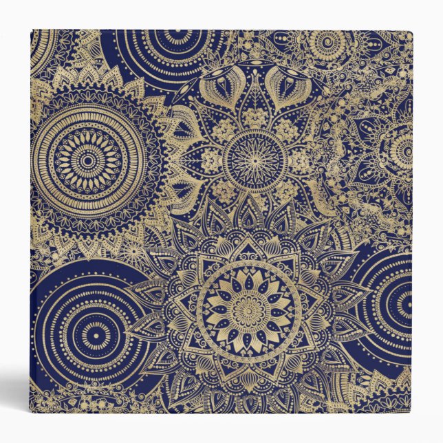 Gold Mandala Collection Blue Design Binder (Front)