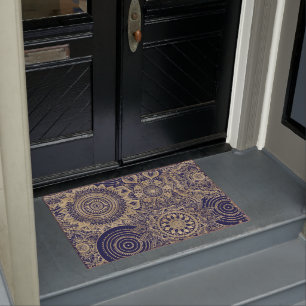 Gold Mandala Collection Blue Design Doormat