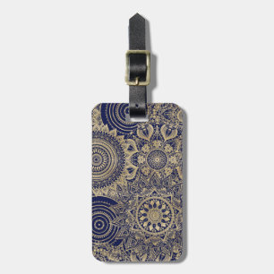 Gold Mandala Collection Blue Design Luggage Tag