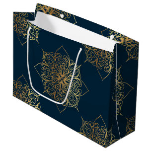 Gold Mandala Damask Pattern Large Gift Bag