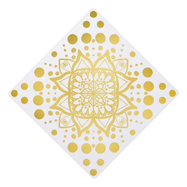 Gold Mandala Design Graduation Cap Topper (Front)