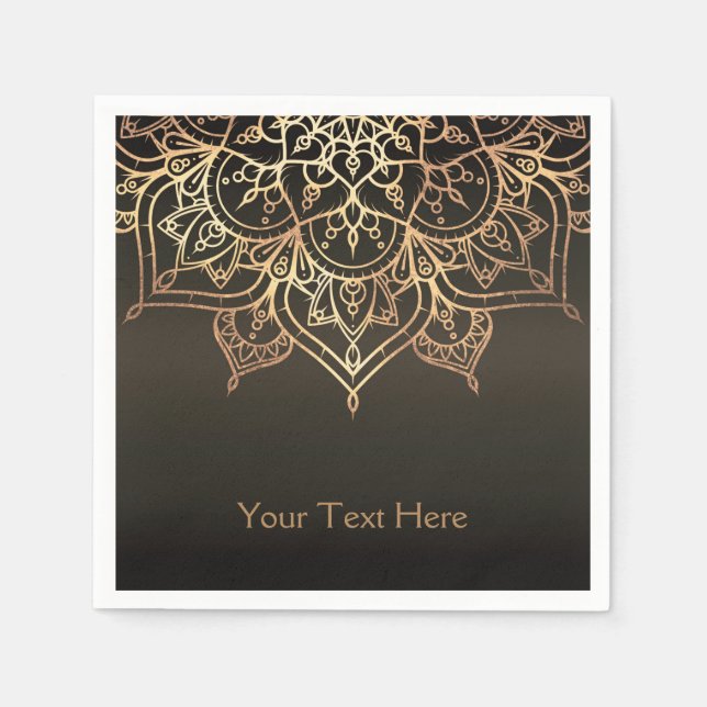 Gold Mandala  Earthy Brown Bronze Modern Party Napkin (Front)