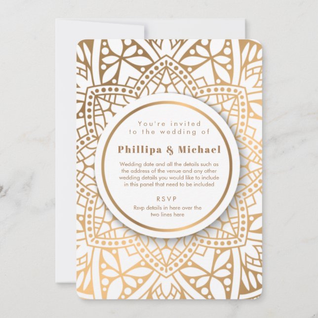 Gold Mandala Ethnic  Invitation (Back)