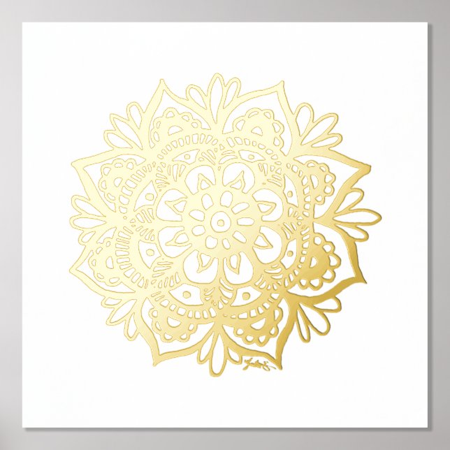 Gold Mandala Flower Foil Art Print (Front)