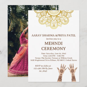 Gold Mandala Indian Wedding Mehndi Ceremony  Invitation