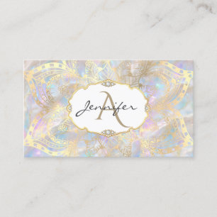 Gold Mandala Iridescent Holographic Opal Unique Business Card