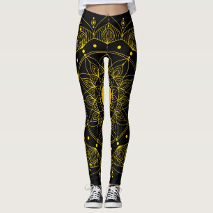 Gold Mandala, LineArt Leggings