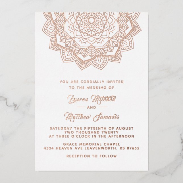 Gold Mandala Mariage Foil Invitation (Recto)