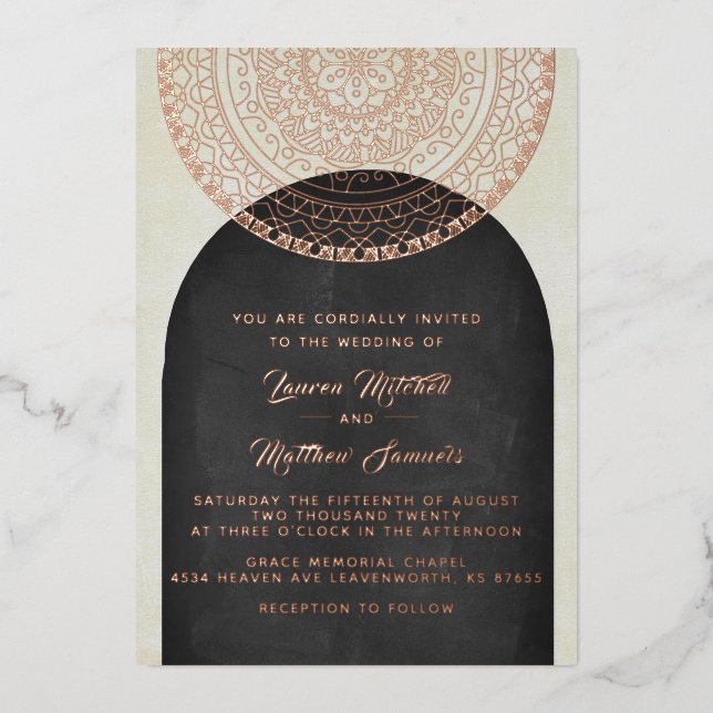 Gold Mandala Mariage Foil Invitation (Recto)