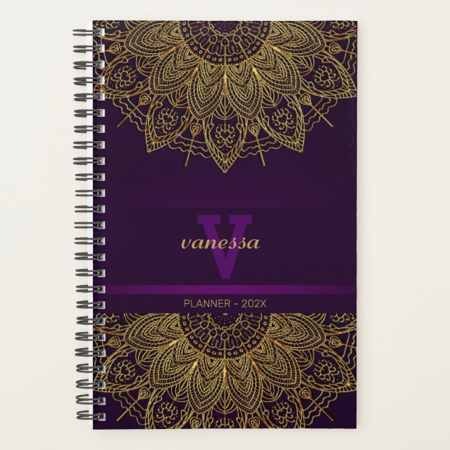 Gold Mandala Monogrammed Planner (Front)