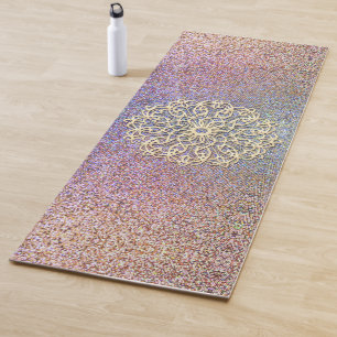 Gold Mandala on Shimmery Speckled Yoga Mat