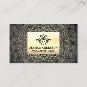 Gold Mandala Pattern   Healing Lotus Hands Business Card