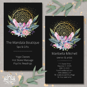 Gold Mandala Pink Crystals Psychic Spa Spiritual  Business Card