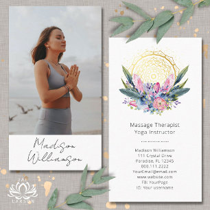 Gold Mandala Pink Crystals Psychic Spiritual Photo Business Card