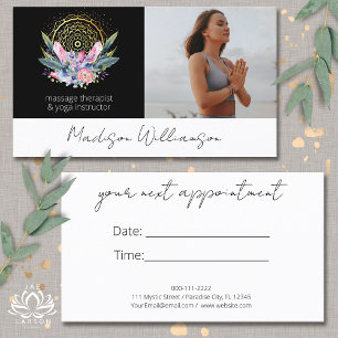 Gold Mandala Pink Crystals Spiritual Appointment  Business Card