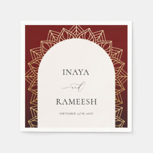 Gold Mandala Red Indian Wedding  Napkin