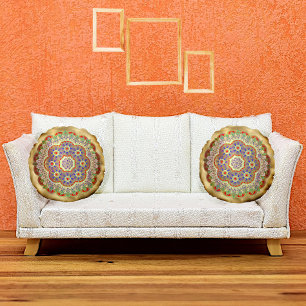 Gold Mandala  Round Pillow