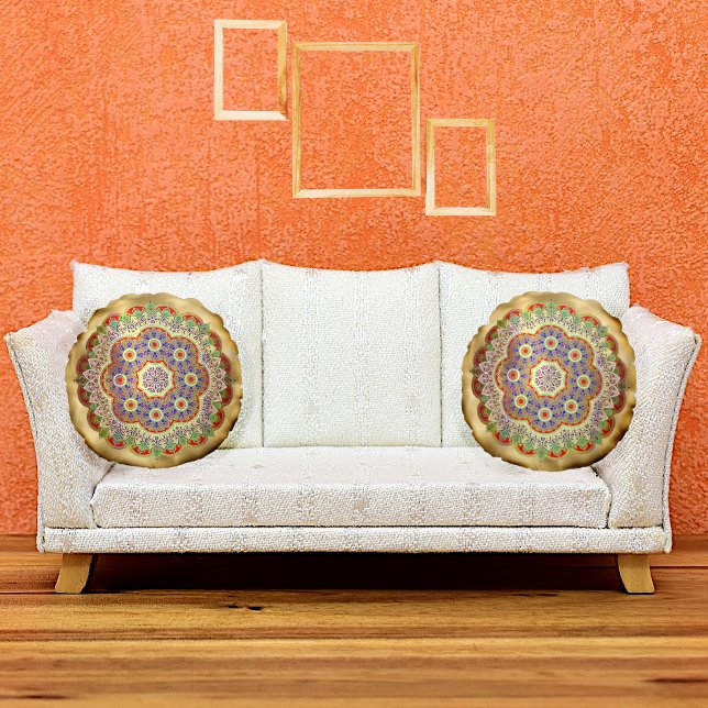 Gold Mandala  Round Pillow (Creator Uploaded)