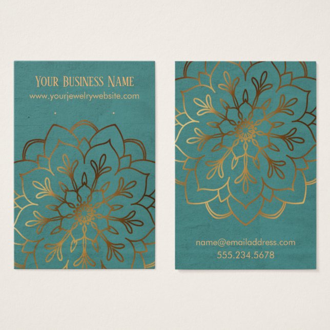 Gold Mandala & Teal Earring Holder Display Cards (Front & Back)