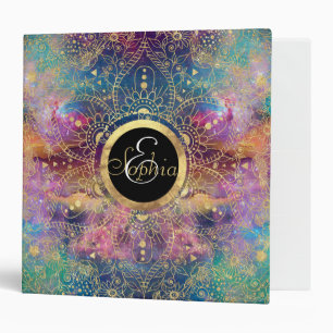 Gold Mandala Watercolor Colorful Nebula Binder