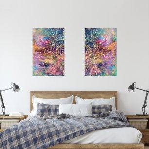 Gold Mandala Watercolor Colourful Nebula