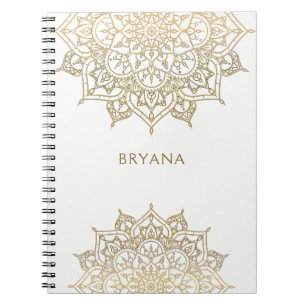 Gold Mandala White Chic Glamour Modern Glam Notebook