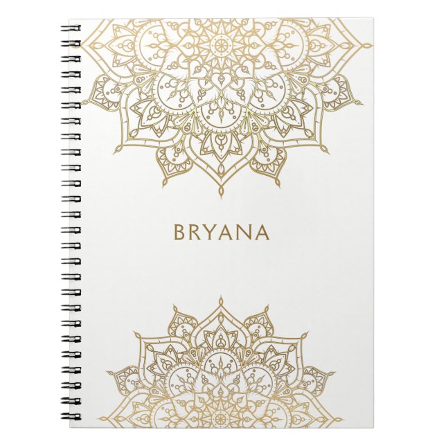 Gold Mandala White Chic Glamour Modern Glam Notebook (Front)