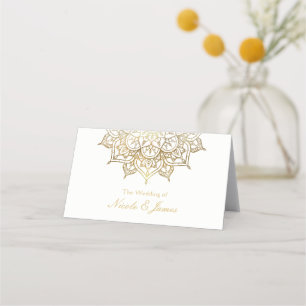 Gold Mandala White Chic Wedding Modern Table Seat Place Card