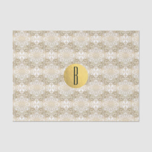 Gold Mandala & White Elegant Chic Monogram Modern Tissue Paper