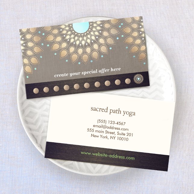 Gold Mandala Yoga 10  Class Punch Loyalty Card (Creator Uploaded)